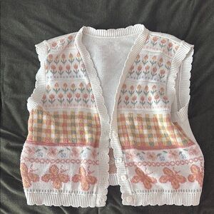 Floral Knit Button-Up Vest